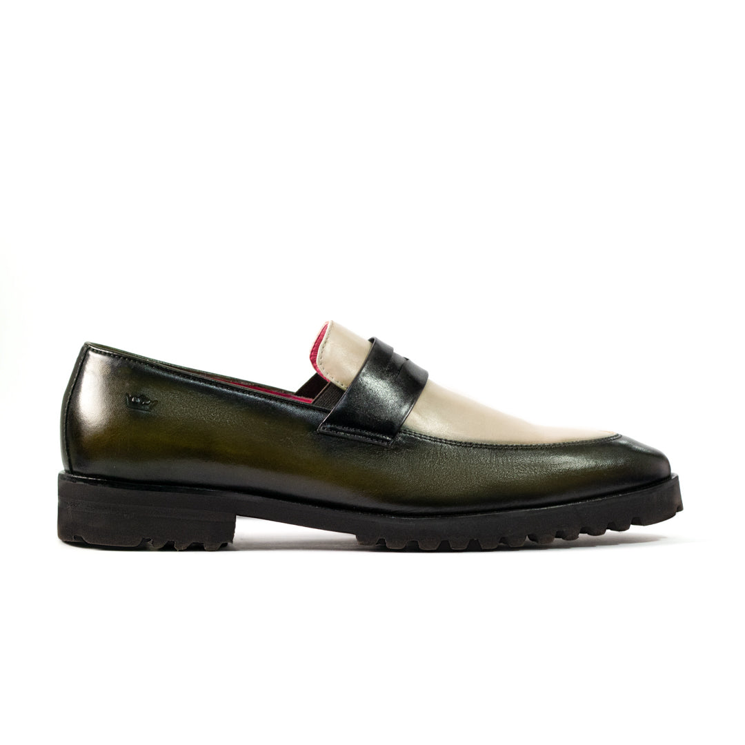 Mocasín Alessandro Verde - Blanco Suela Ultraliviana