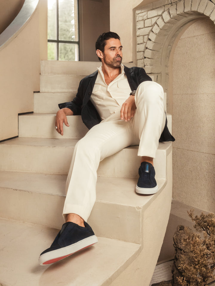 Sneaker Gino Azul Gamuza