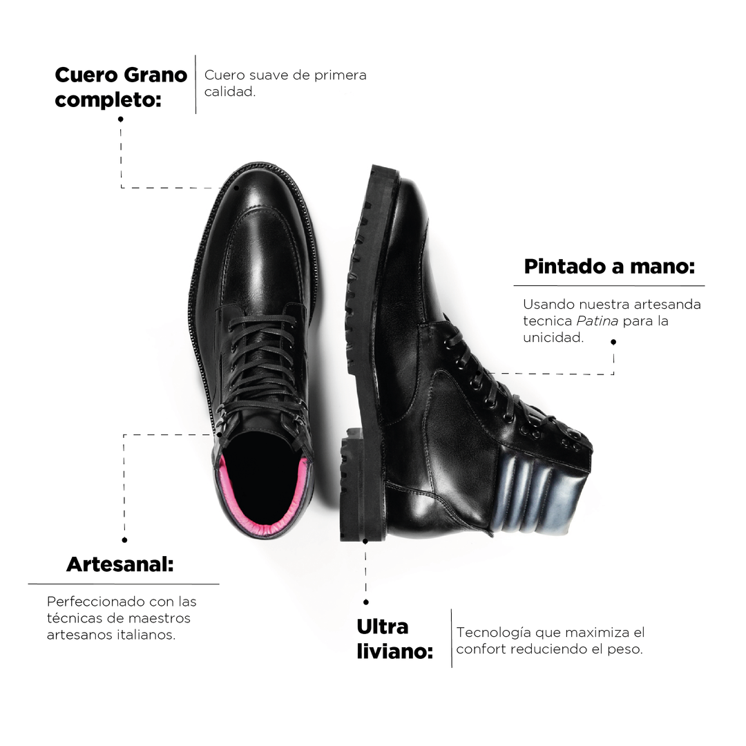 Bota Rocco Negro-Gris Suela Ultraliviana