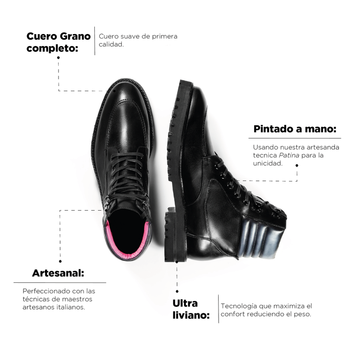 Bota Rocco Negro-Gris Suela Ultraliviana