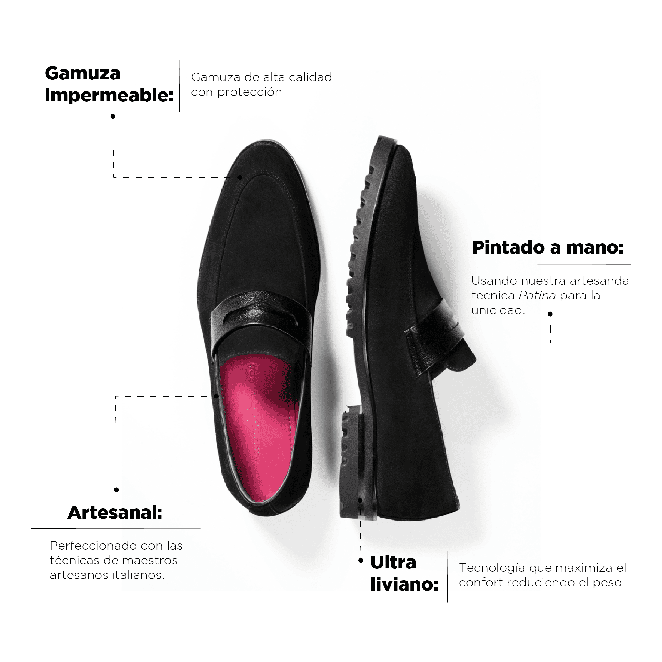 Mocasín Alessio Negro Suela Ultraliviana