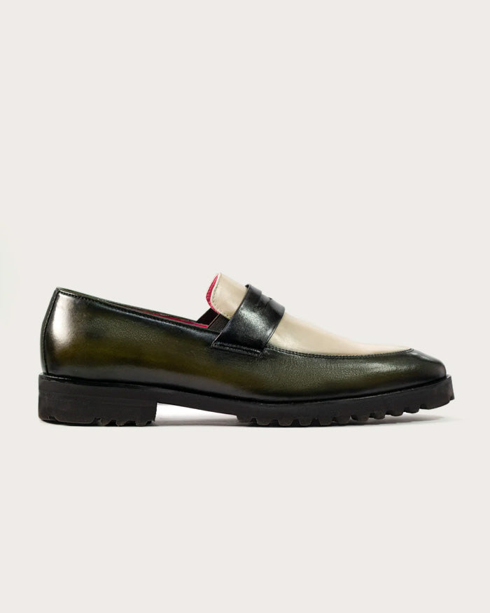 Mocasín Alessandro Verde - Blanco Suela Ultraliviana