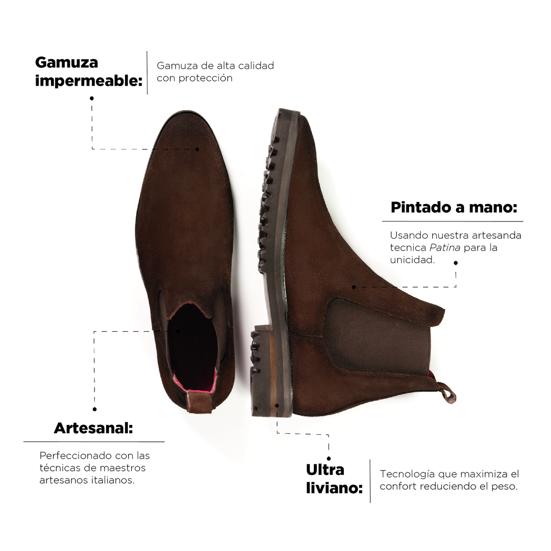 Bota Jacques Gamuza Café Suela Ultraliviana